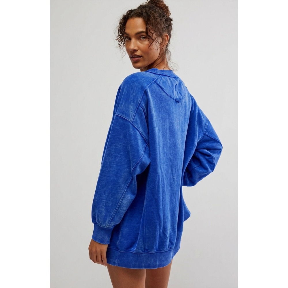 Free People Movement Intercept Sweatshirt Size M Ultra Indigo Blue Oversized